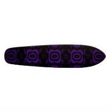 Gothic Black and Purple Floral Pattern. Skate Deck