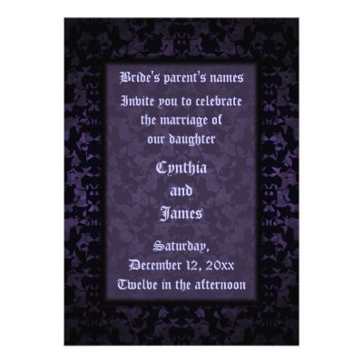 Gothic black and purple wedding invitations