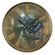 Gothic Black Crow Wall Clocks