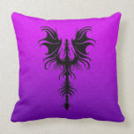 Gothic Black Dragon on Purple Throw Pillow