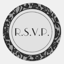 Gothic Black & Grey Flourish Envelope Seals Round Sticker