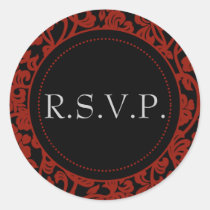 Gothic Black & Red Flourish Envelope Seals Round Sticker