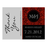 Gothic Black & Red Flourish Thank You Postcard