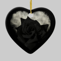Gothic Black Rose Heart Ornament ornaments