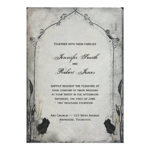 Gothic Black Rose Trellis Wedding Invitation