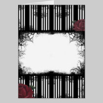 Gothic Black Stripe Roses Card cards