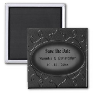 Gothic Black Vintage Save The Date Wedding zazzle_magnet
