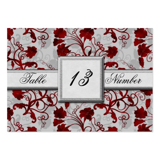 Gothic Blood Flowers Table Number  Business Card (front side)