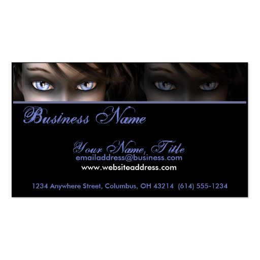 Gothic Blue Eyes D1 - Goth/Fantasy Business Cards (front side)