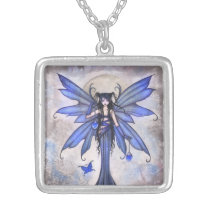 Gothic Blue Fairy Fantasy Art Necklace