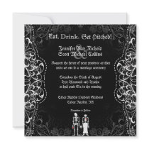 Gothic Bride & Groom Skeleton Wedding Invitations