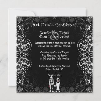 Gothic Bride & Groom Skeleton Wedding Invitations invitation