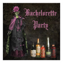 Gothic Bride Skeleton & Poison Bachelorette Party Custom Announcements