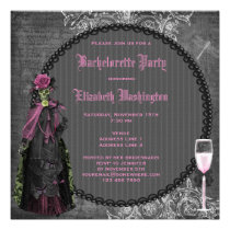 Gothic Bride Skeleton Shabby Chic Bachelorette Custom Invitation