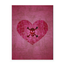Gothic Broken Heart Skull Postcard