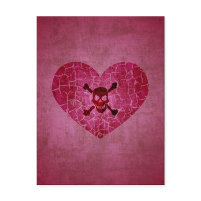 Gothic Broken Heart Skull Postcard by darkdreams