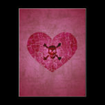 Gothic Broken Heart Skull Postcard