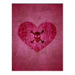 Gothic Broken Heart Skull Postcard