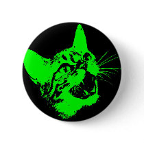 Gothic Cat Feral Evil Scary Growl Fangs buttons by CandyRazor Gothic Cat Feral Evil Scary Growl Fangs buttons