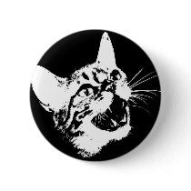 Gothic Cat Feral Evil Scary Growl Fangs buttons by CandyRazor Gothic Cat Feral Evil Scary Growl Fangs buttons
