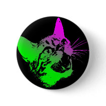 Gothic Cat Feral Evil Scary Growl Fangs buttons by CandyRazor Gothic Cat Feral Evil Scary Growl Fangs buttons
