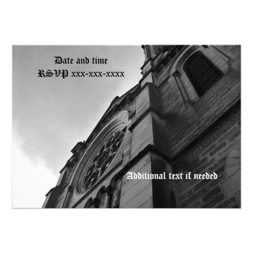 Gothic cathedral in black and white invite