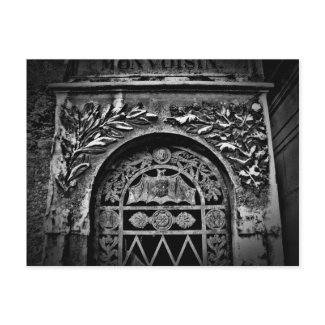Gothic cemetery bat crypt postcard