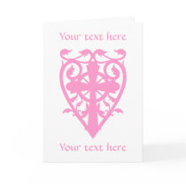 Gothic cemetery celtic cross in heart pink cards