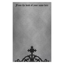 Gothic cemetery gate cross custom stationery