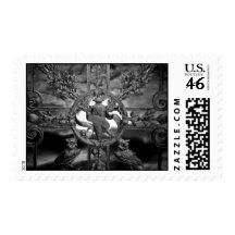 Gothic cemetery gate owls all occasion postage