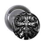 Gothic cemetery wrought iron celtic cross in heart pinback button