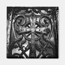 Gothic cemetery wrought iron celtic cross in heart refrigerator magnet