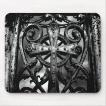 Gothic cemetery wrought iron celtic cross in heart mousepad