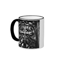 Gothic cemetery wrought iron celtic cross in heart coffee mugs