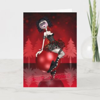 Gothic Christmas Card - Ballet Dancer - Baubles card