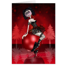 Gothic Christmas Card - Ballet Dancer - Baubles