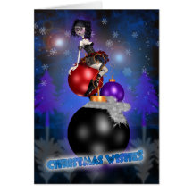 Gothic Christmas Card - Ballet Dancer - Baubles