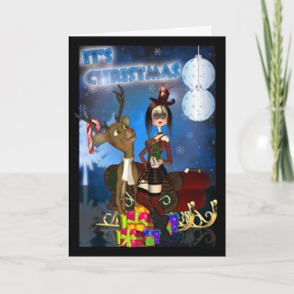 Gothic Christmas Card, H.I.P. And Reindeer card