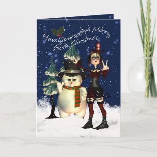 Gothic Christmas Card, H.I.P. And Snowman card