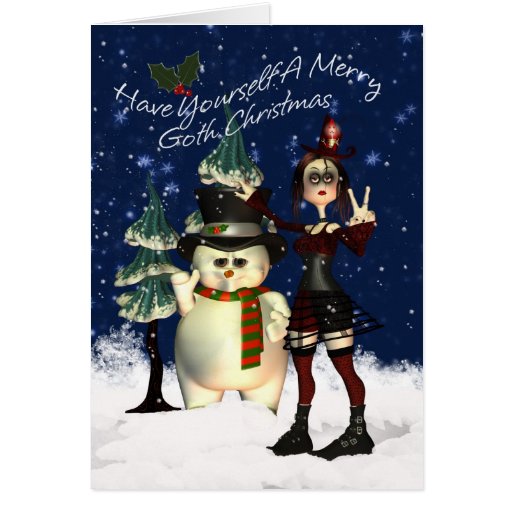 Gothic Christmas Card, H.I.P. And Snowman Card | Zazzle