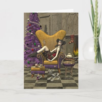 Gothic Christmas Card - 'Waiting for Santa'