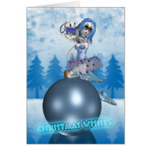 Gothic Christmas Card With Rag Doll On A Bauble