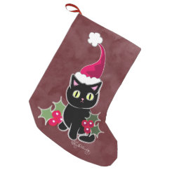 Gothic Christmas Cat Red Small Christmas Stocking