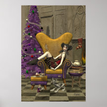Gothic Christmas Poster - "Waiting for Santa"
