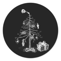 Gothic Christmas Tree Round Stickers