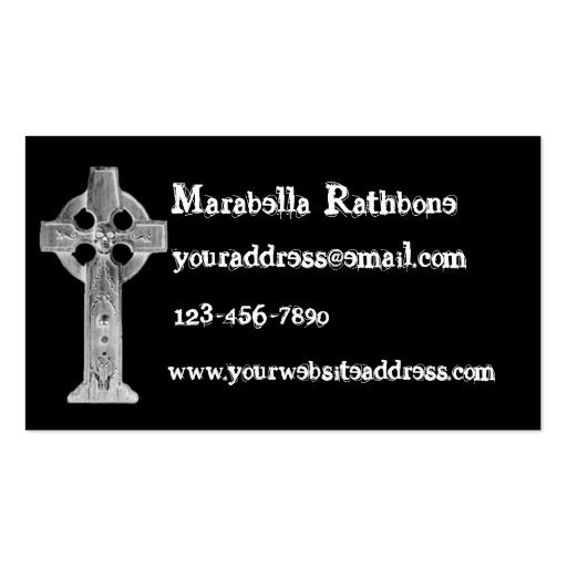 Gothic Cross Skull Tombstone Business Card (front side)