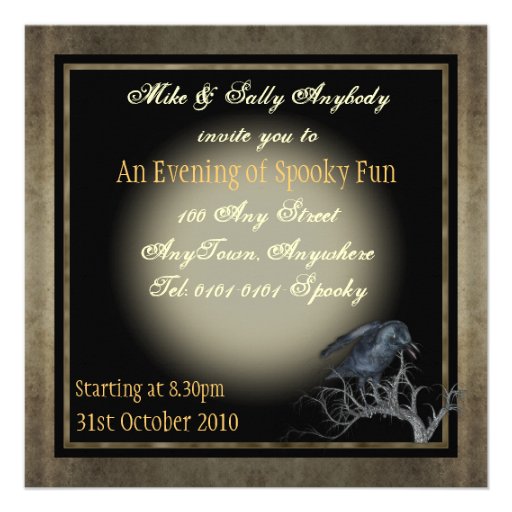 Gothic Crow Halloween Party Invites