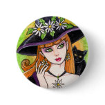 Gothic Daisy Witch Fantasy Button by Ann Howard