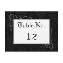 Gothic Damask Table Number in Black & White Postcard
