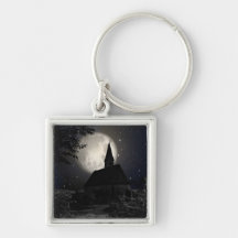 Gothic dark castle in the moon light key chain